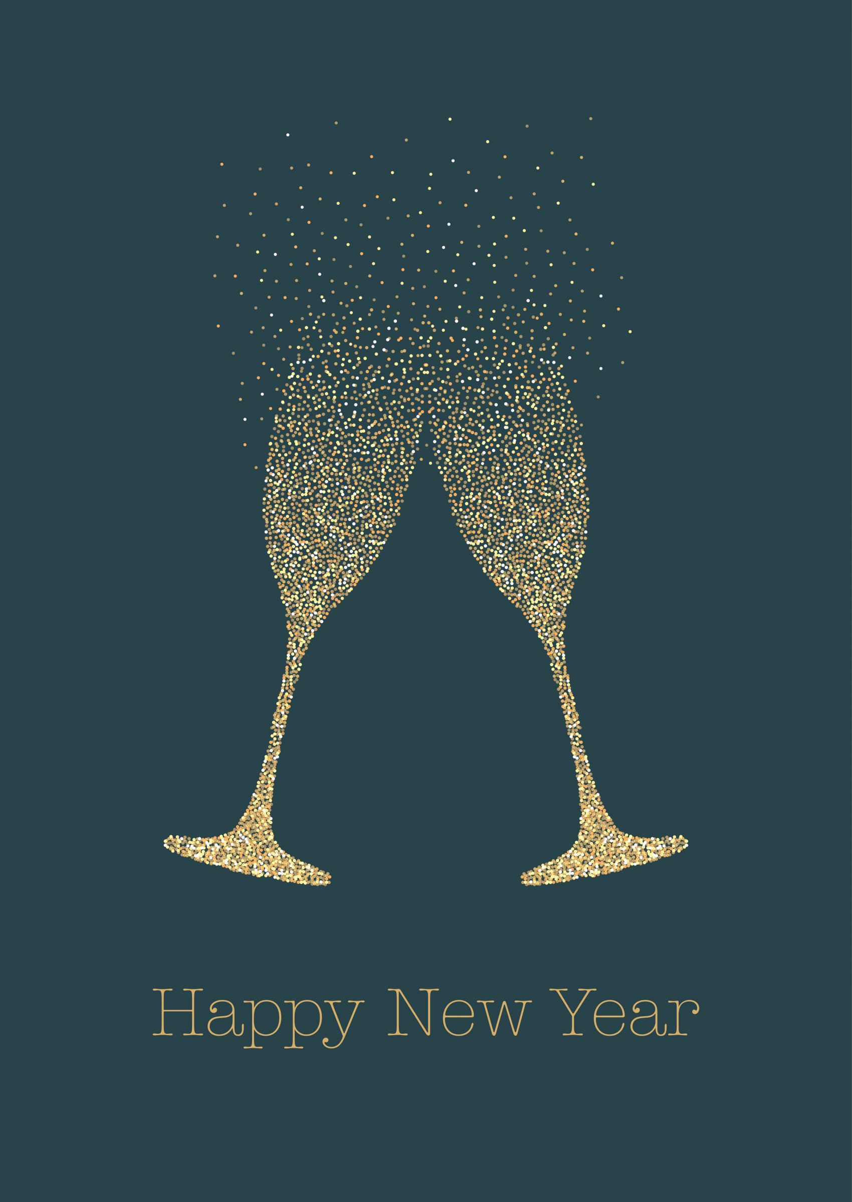 金粉香槟杯新年主题视觉设计的奢华节庆表达图片