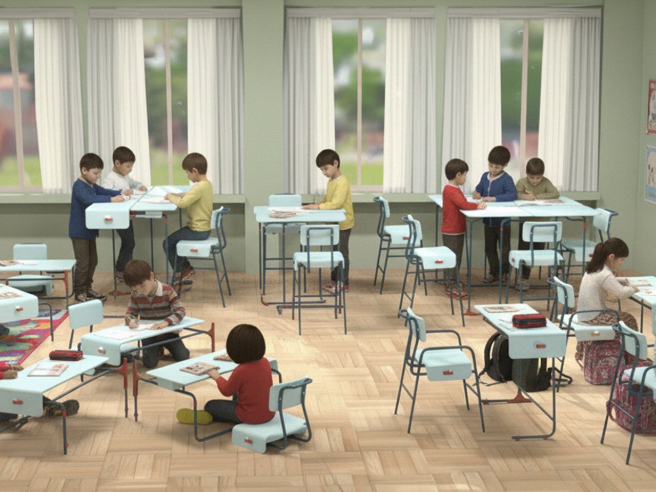 可以让学生建立自己学习空间的变形课堂桌椅---酷图编号6