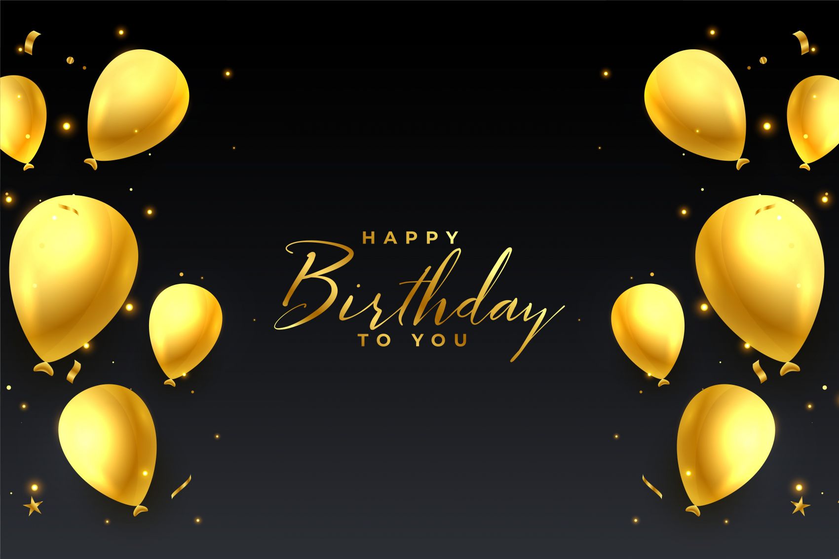 黑金轻奢生日海报:鎏金气球与手写字体的节庆视觉设计图片