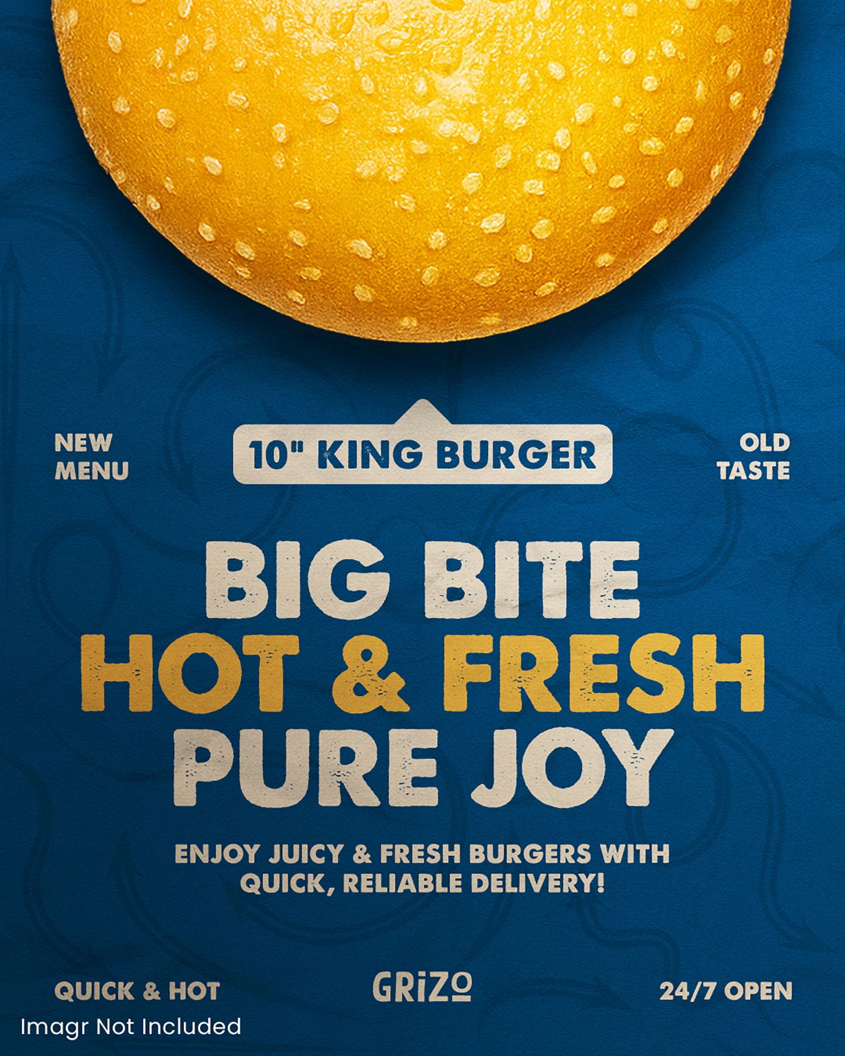 Grizo 10 英寸皇堡新品海报-热鲜巨堡的美味诱惑图片