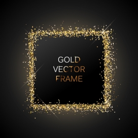 GOLD VECTOR FRAME-方形金色粒子邀请卡素材