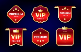 六款红底金色字体VIP锦旗素材