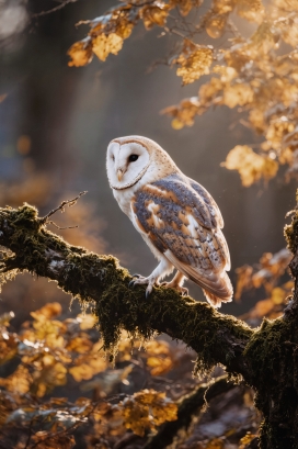 秋日林间的仓鸮