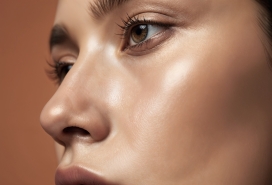 女性脸部精致妆容特写