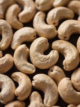 浅棕色腰果的特写呈现