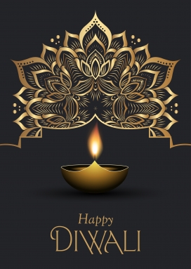 金色排灯节主题的艺术画面