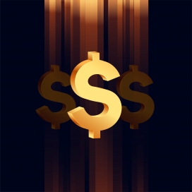 金色美元符号的金融视觉设计