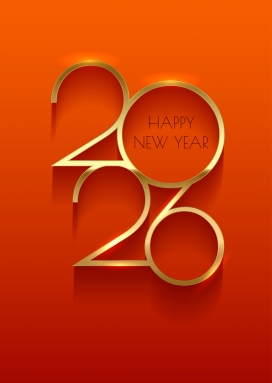 2026新年金色立体简洁3D艺术跨年字设计