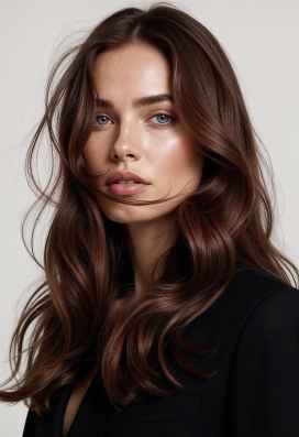 棕发女性的优雅形象