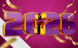 2026新年紫金色立体字设计