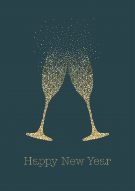 金粉香槟杯新年主题视觉设计的奢华节庆表达