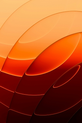 橙红渐变流体：曲面光影交织的抽象视觉设计