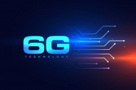 6G 技术未来感视觉海报：科技光效与电路元素融合