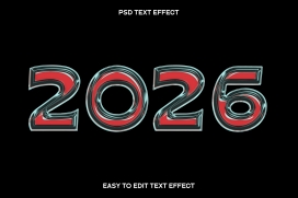 2026 红银透明质感文字效果数字设计素材