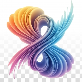 渐变流体无限符号：彩调层叠交织的 3D 创意视觉设计