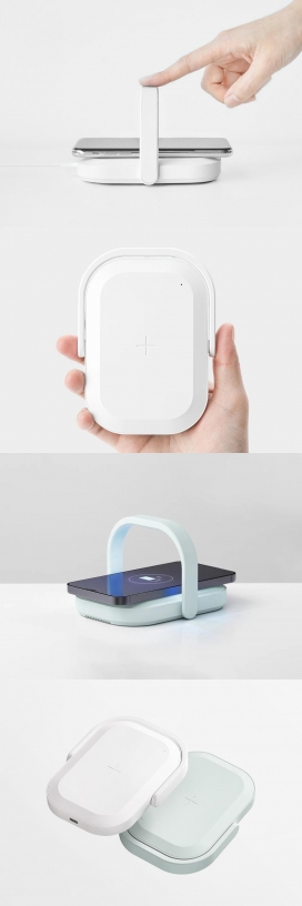 一个可以清洁你手机形状像野餐袋的无线充电器