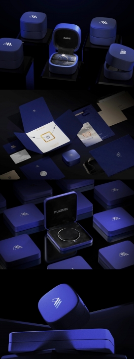 ANN Jewellery-高级深蓝珠宝品牌全套 VI 视觉包装样机展示图集