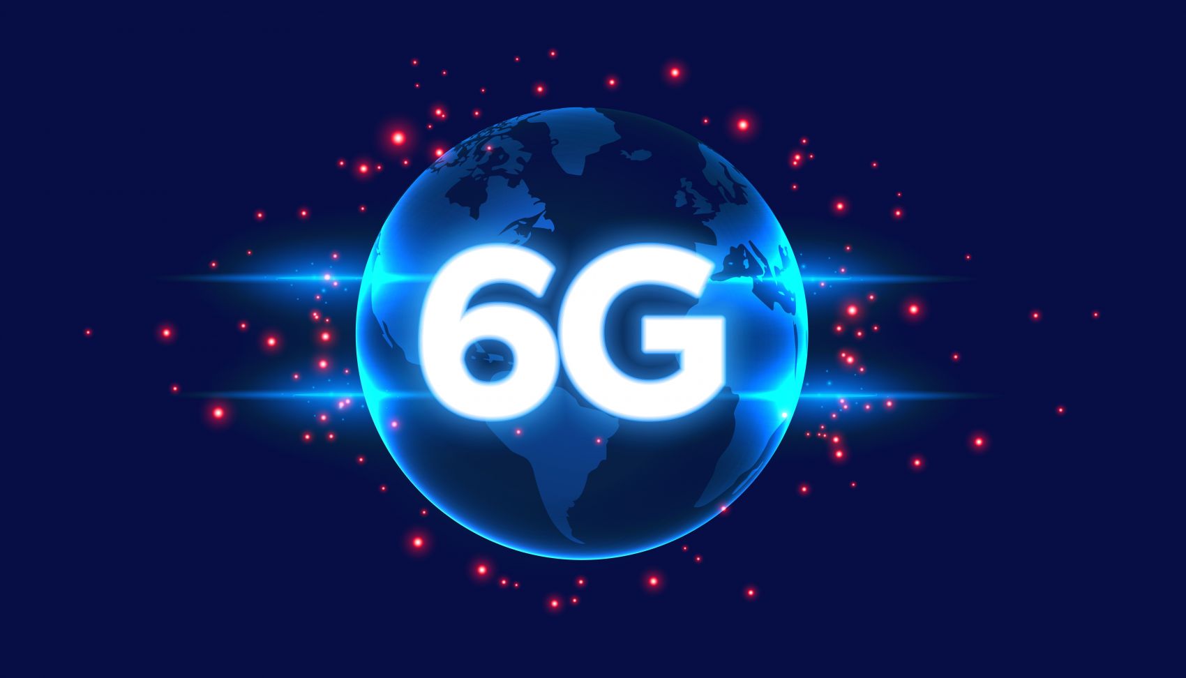 6G 科技主题视觉:地球与光效结合的未来通信概念设计图片