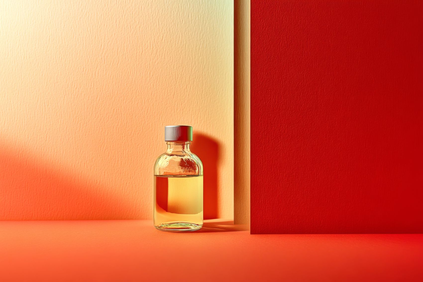 暖橙璃韵:极简空间里的精油瓶质感呈现图片