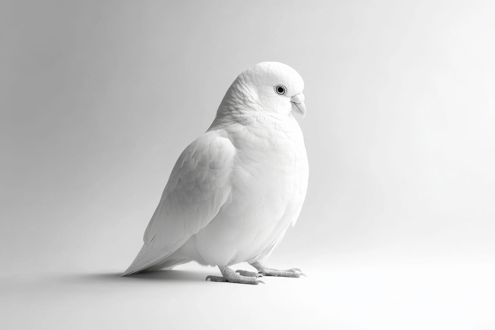 素羽栖庭:纯白信鸽的极简静态肖像图片