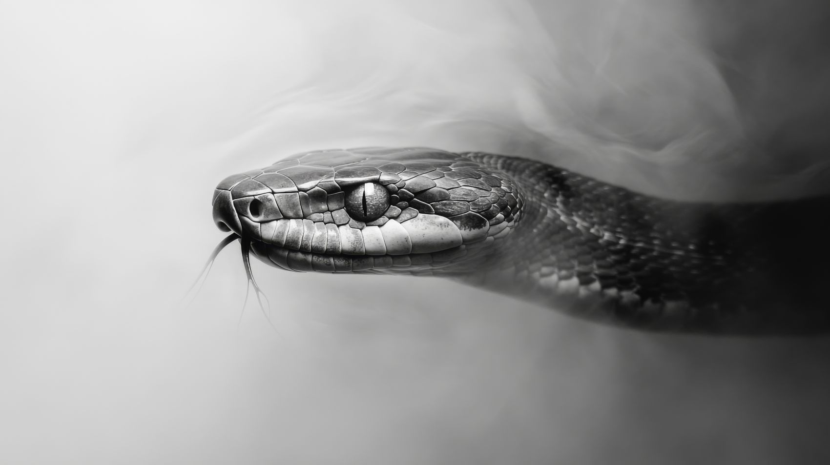 玄鳞幽影:黑白镜头下的蛇之冷峻肖像图片