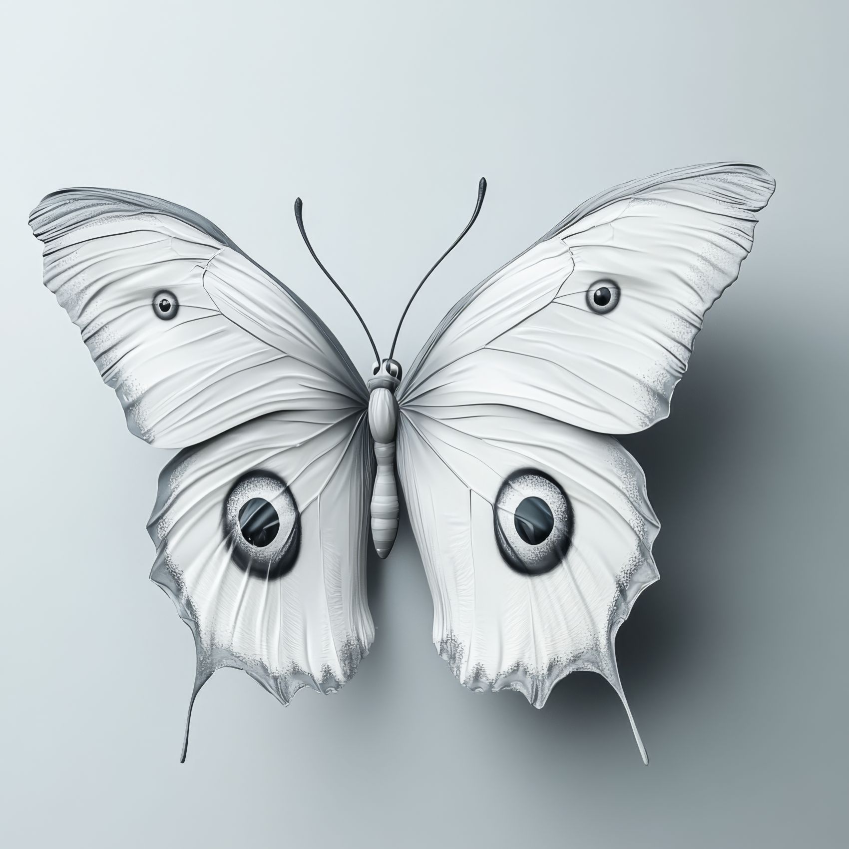 素蝶凝霜:灰白调蝴蝶的极简艺术肖像图片