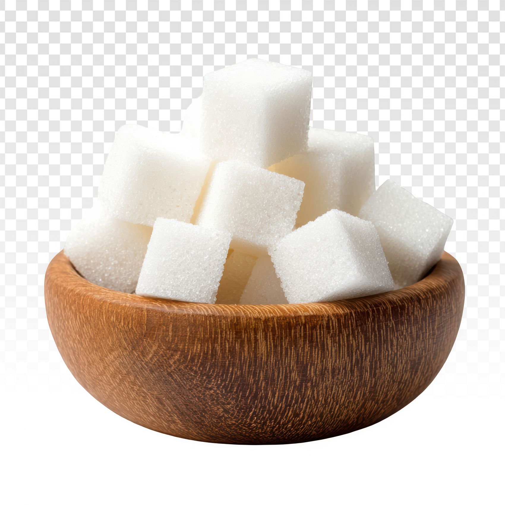 木碗凝霜:方糖块的纯净质感视觉呈现图片