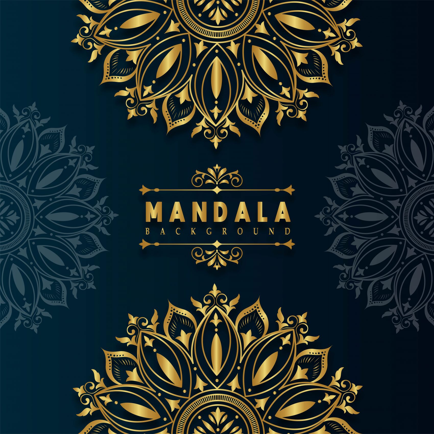 鎏金曼陀罗-深蓝背景下的奢华装饰艺术图片
