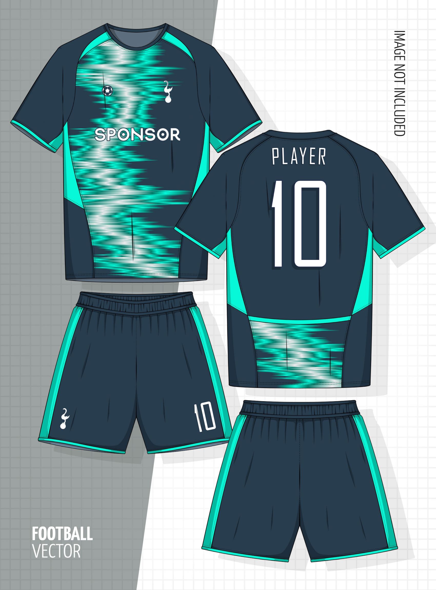 电光绿纹-热刺足球服设计模板图片