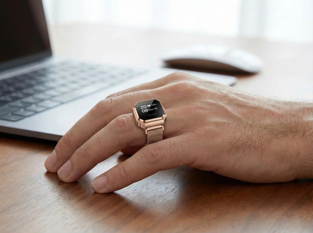 有一个屏幕(就像一块小智能手表)的智能戒指---酷图编号3