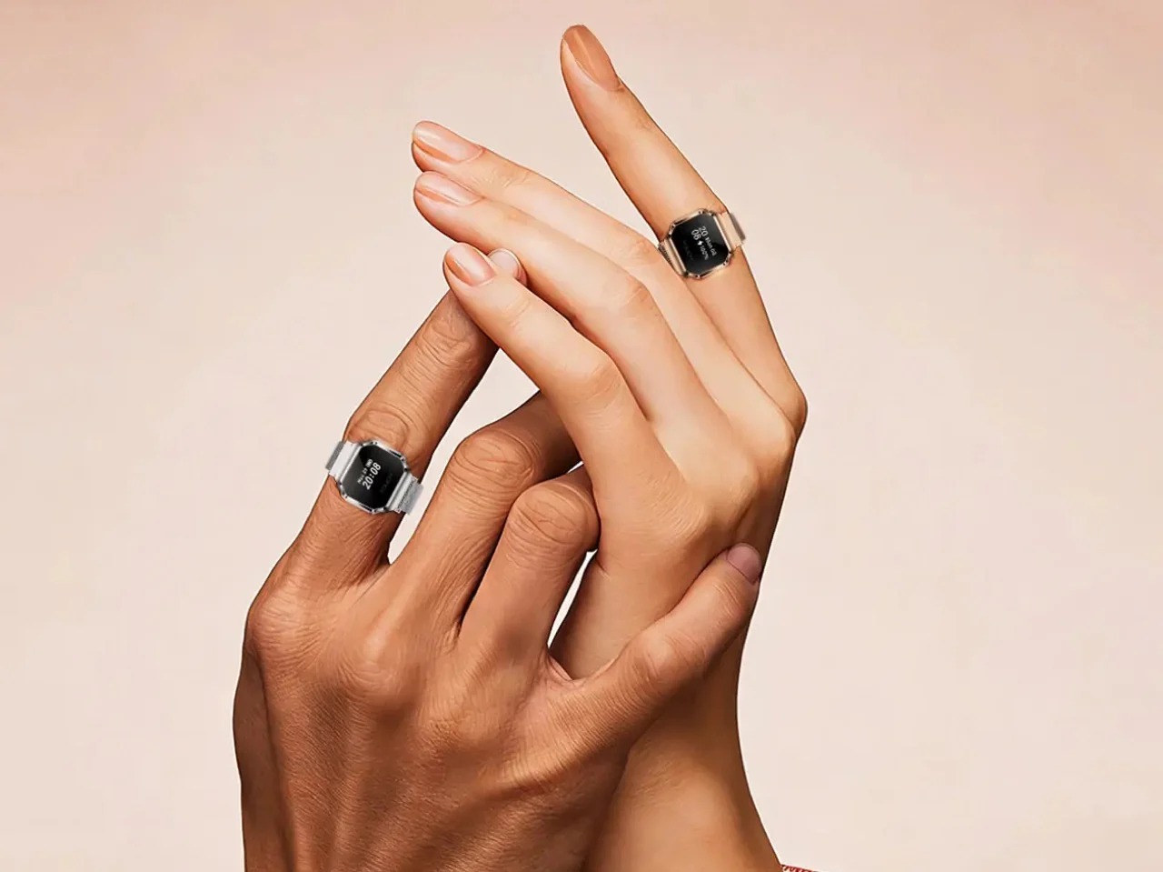有一个屏幕(就像一块小智能手表)的智能戒指---酷图编号1