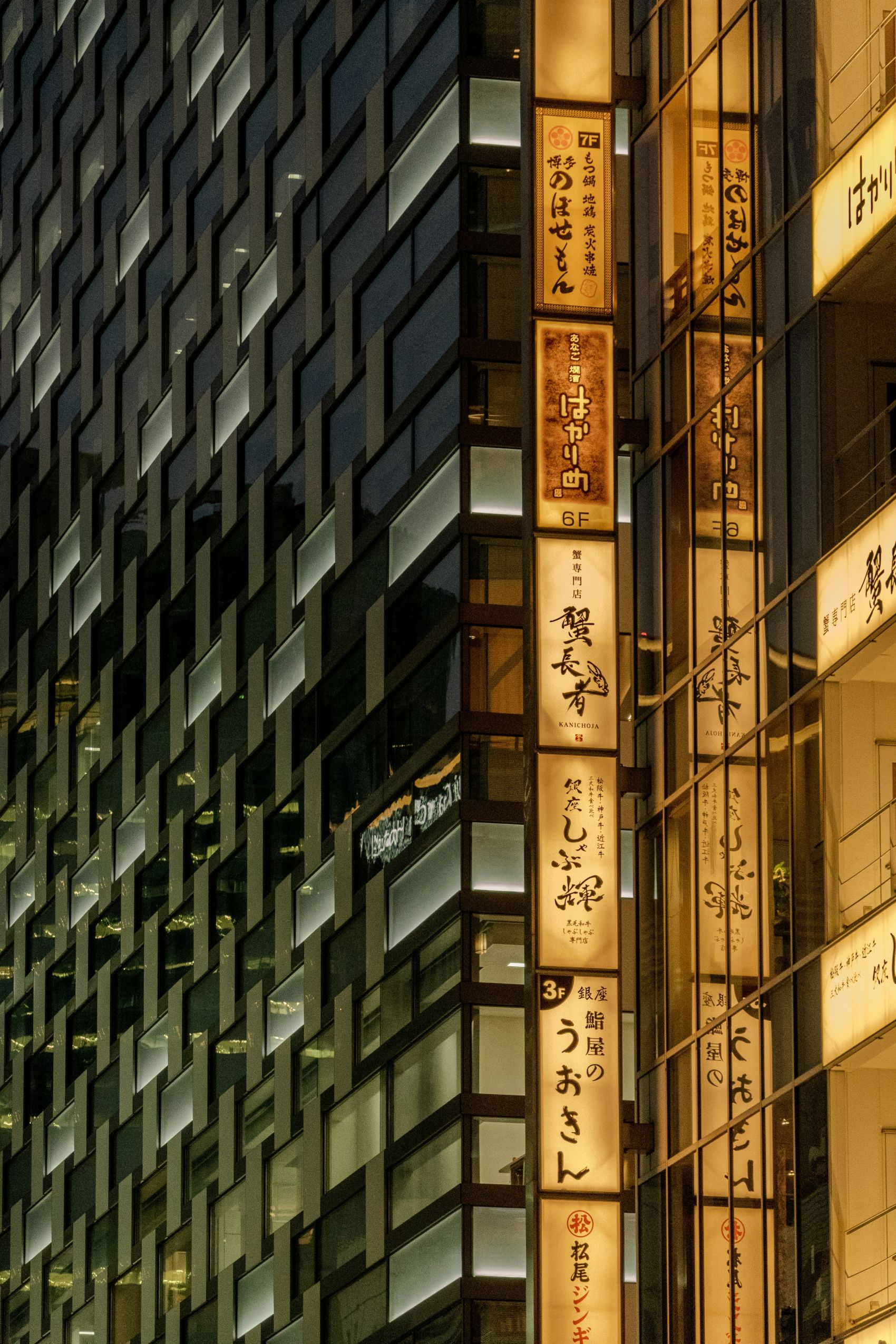 东京银座夜景日式餐饮楼招牌摄影图图片