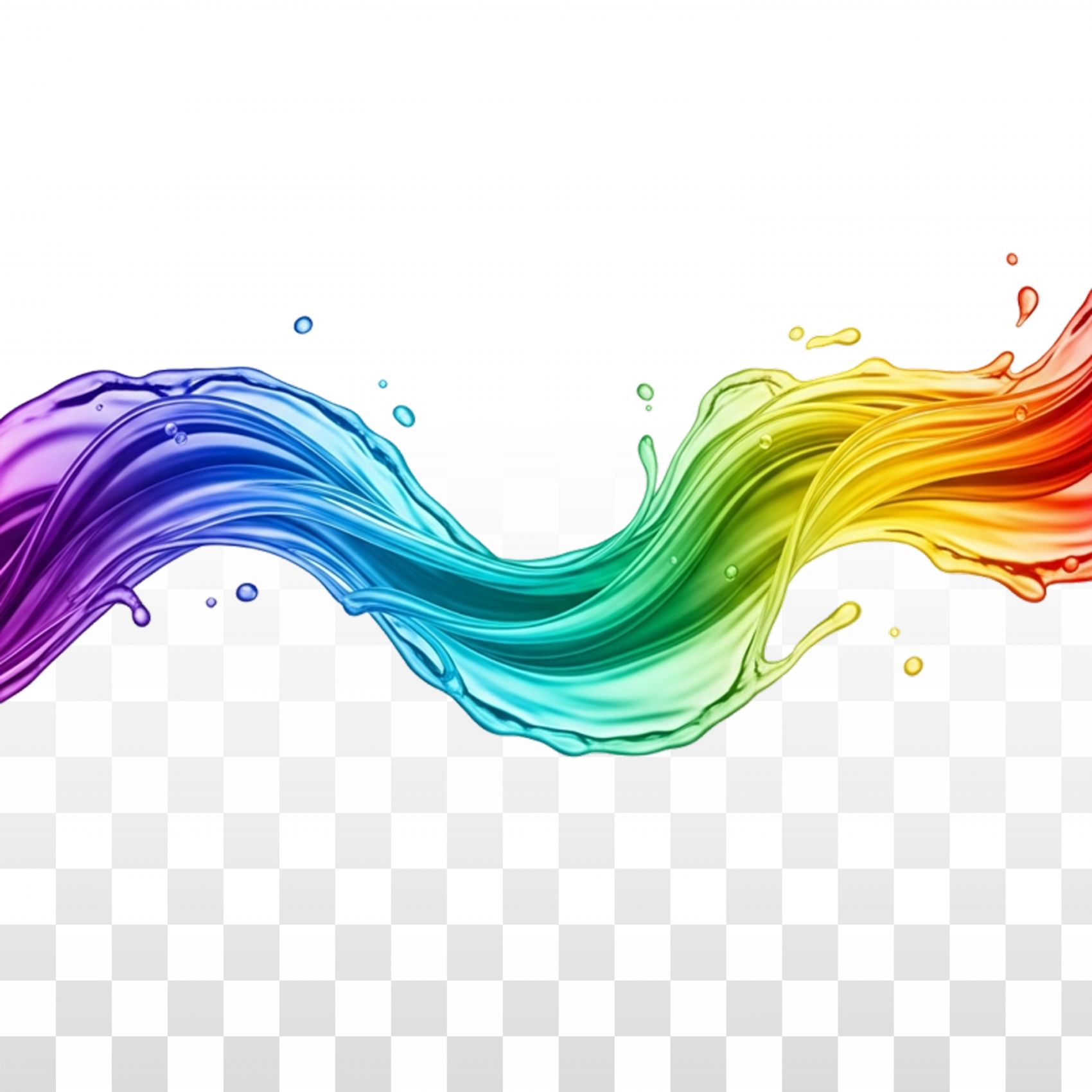 高清免抠彩虹色流体泼溅设计素材图片