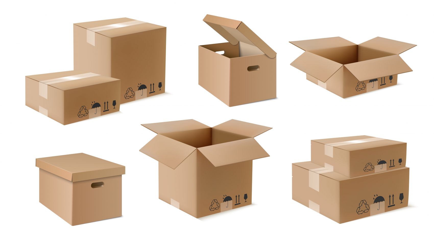 多形态瓦楞纸箱集合 环保包装彰显物流仓储实用美学图片