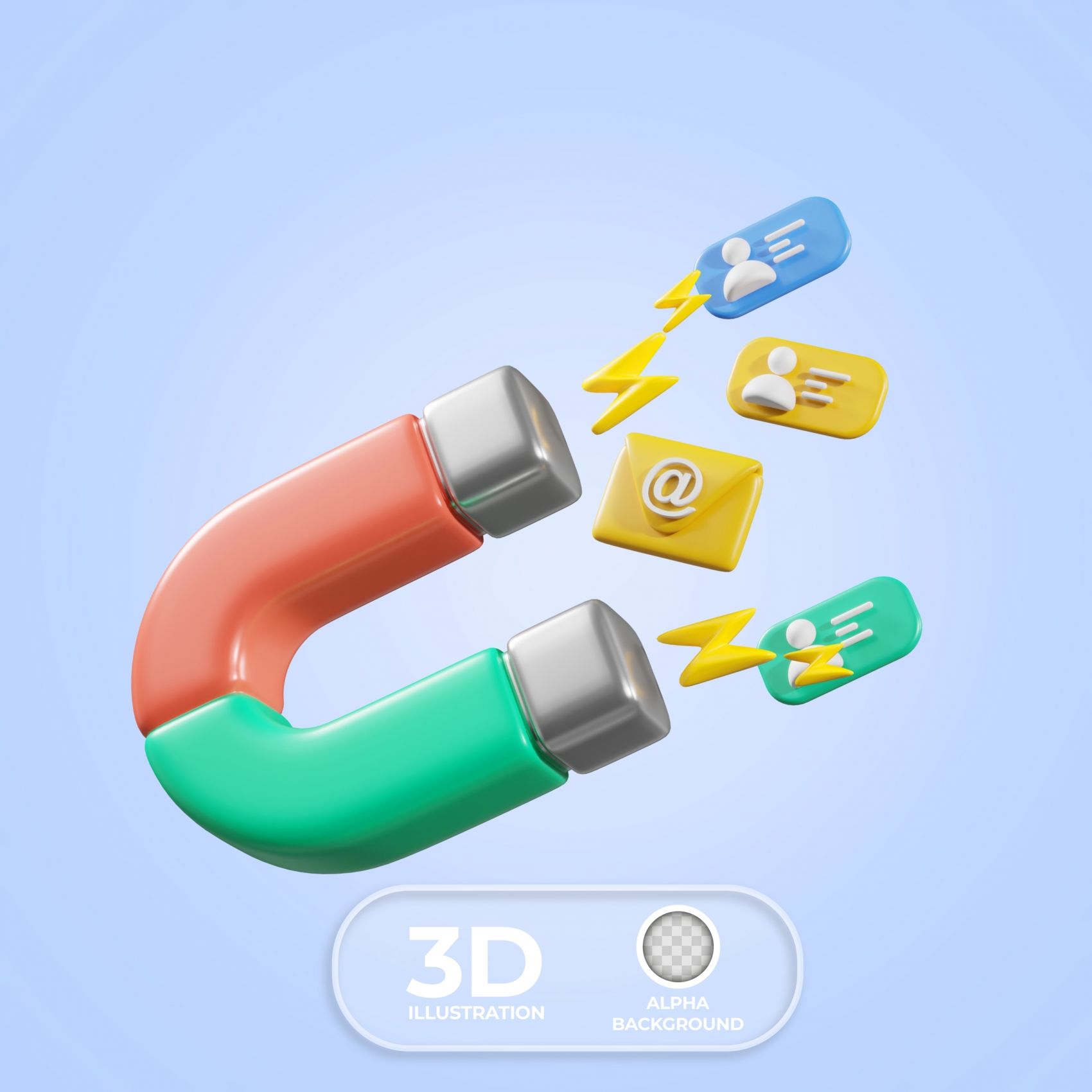 3D 磁吸式社交引流主题插画图片