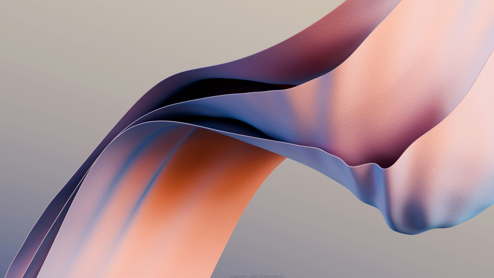 粉蓝渐变流动曲面 3D 抽象布料艺术背景图片