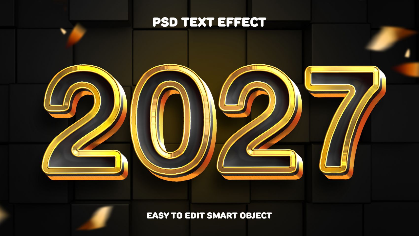 2027 黑金立体 3D 数字 新年高端庆典视觉海报图片