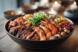 丰盛融合菜大盆菜：烟火气十足的聚餐美食摄影