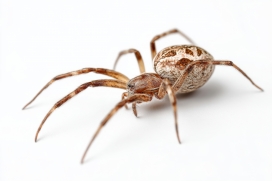 斑纹蜘蛛微距特写：纯白背景下的节肢动物细节摄影