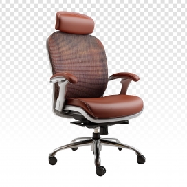 棕韵承脊：网布皮质拼接办公椅的舒适美学呈现