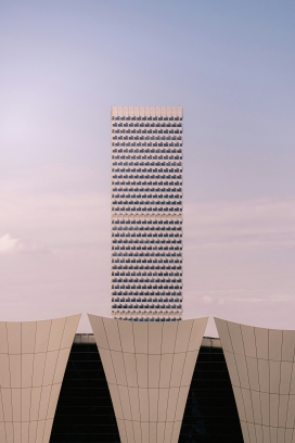 几何天际 - 现代摩天楼与弧形建筑的视觉对话