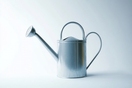 银质浇花壶 - 极简风园艺工具特写