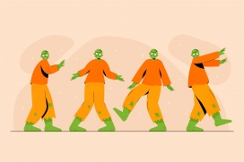 萌趣尸潮 - 万圣节僵尸卡通插画