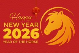 金鬃贺岁 - 2026 马年现代简约新春海报