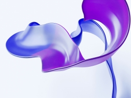 紫蓝幻舞 - 半透流体的数字艺术