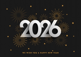 金焰耀新岁：2026 新年黑金烟花海报，点亮马年的璀璨序章