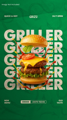 双层肉堡爆汁来袭PSD海报素材