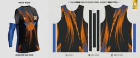 黑橙蓝撞色篮球球衣矢量设计素材