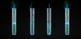 青蓝魔法试管 - 奇幻能量特效设计素材