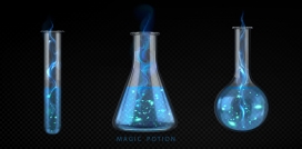 魔法药剂实验室 - 奇幻科技玻璃器皿设计素材